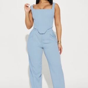 Karol Corset Pant Set - Slate Blue